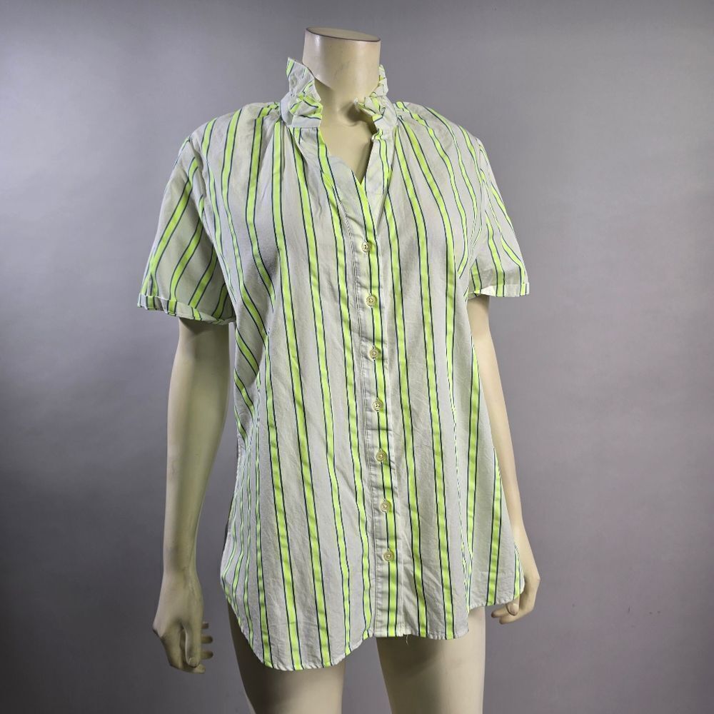 The Shirt by Rochelle Behrens Green Striped Top